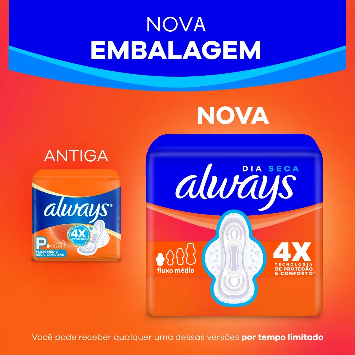 Absorvente Always Dia Seca com Abas Fluxo Médio 32 Unidades — foto 4