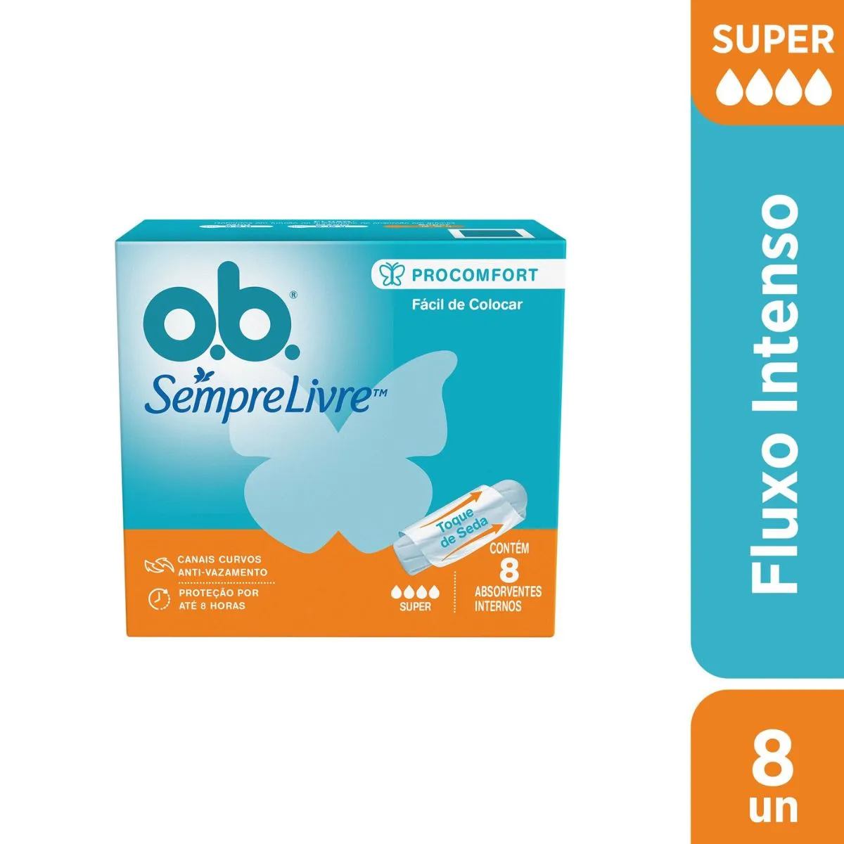 Absorvente Interno OB Sempre Livre Procomfort Super Fluxo Intenso 8 Unidades