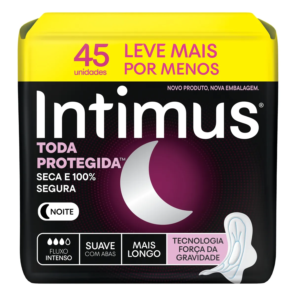 Absorvente Intimus Noturno Extra Proteção Cobertura Suave com Abas 45 Unidades