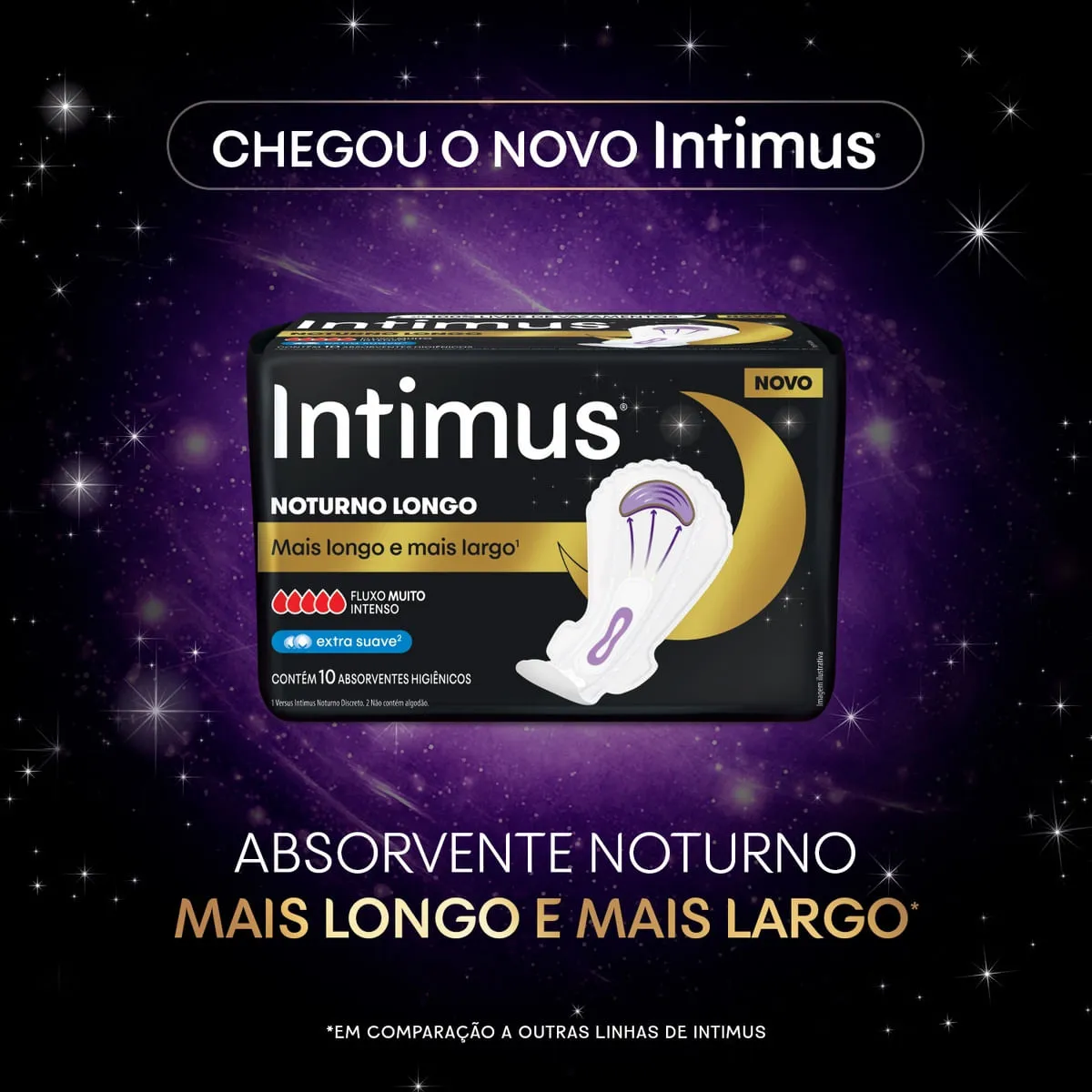 Absorvente Intimus Noturno Suave Extra Longo Com Abas 10 Unidades — foto 3