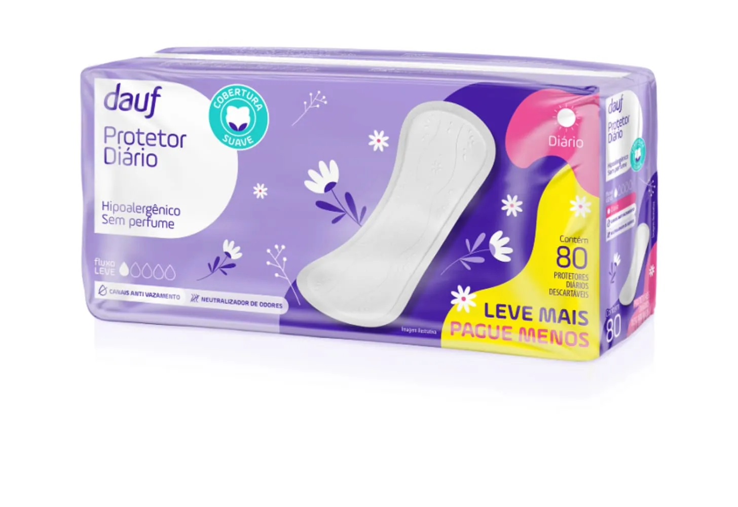 Absorvente Protetor Diário Dauf Sem Perfume 80 Unidades Leva Mais Pague Menos