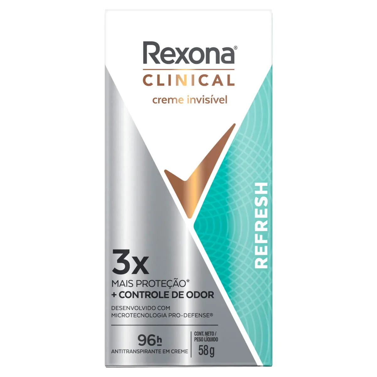 Antitranspirante Rexona Clinical Invisível 96h Refresh Creme 58g — foto 2