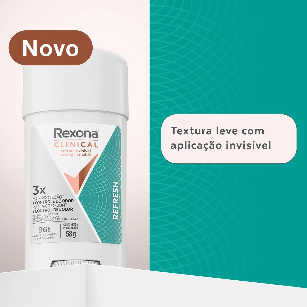 Antitranspirante Rexona Clinical Invisível 96h Refresh Creme 58g — foto 6