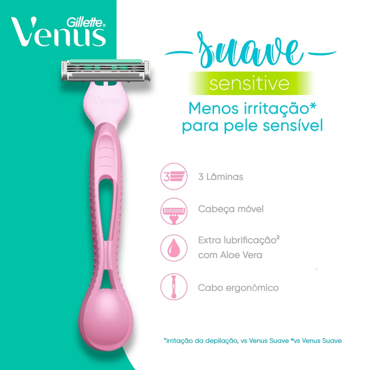 Aparelho de Depilação Descartável Gillette Venus Suave Sensitive 2 Unidades — foto 2