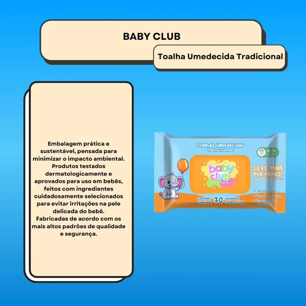 Baby Club Toalhas Umedecidas Tradicional - 70 Folhas — foto 2