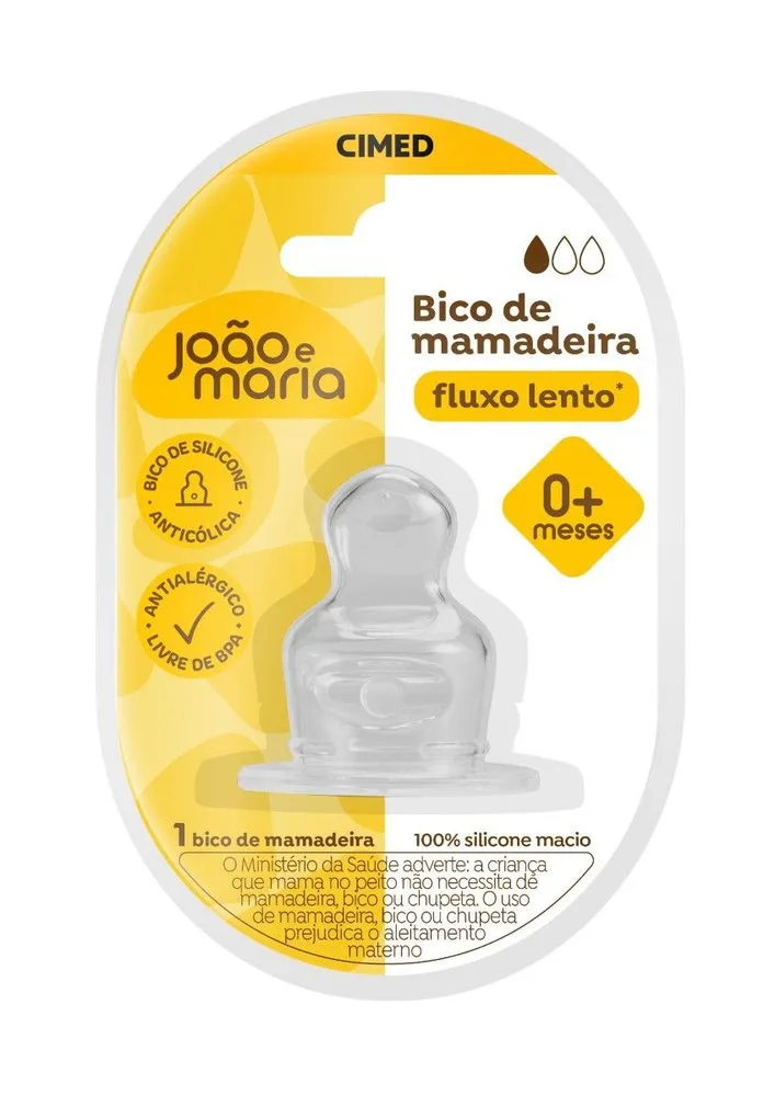 Bico Para Mamadeira Joao E Maria Silicone Fluxo Lento