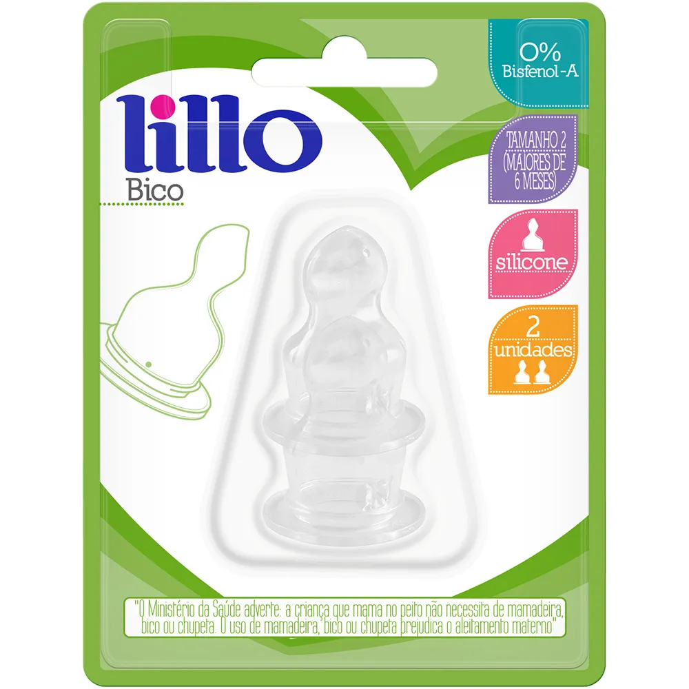 Bico para Mamadeira Lillo Ortodôntico +6 meses Silicone Tamanho 2 2 Unidades