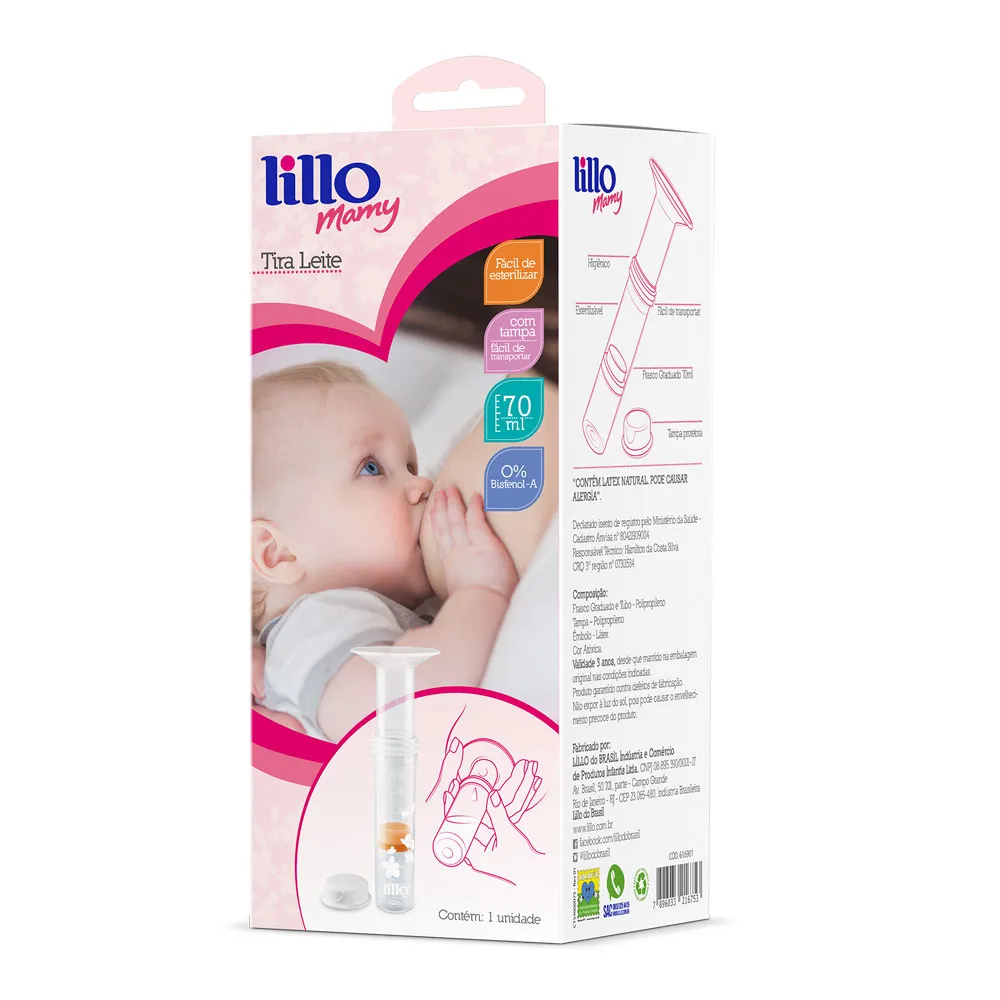Bomba de Tirar Leite Lillo Mamy Manual Graduado Tampa Sem BPA 70ml 1 Unidades