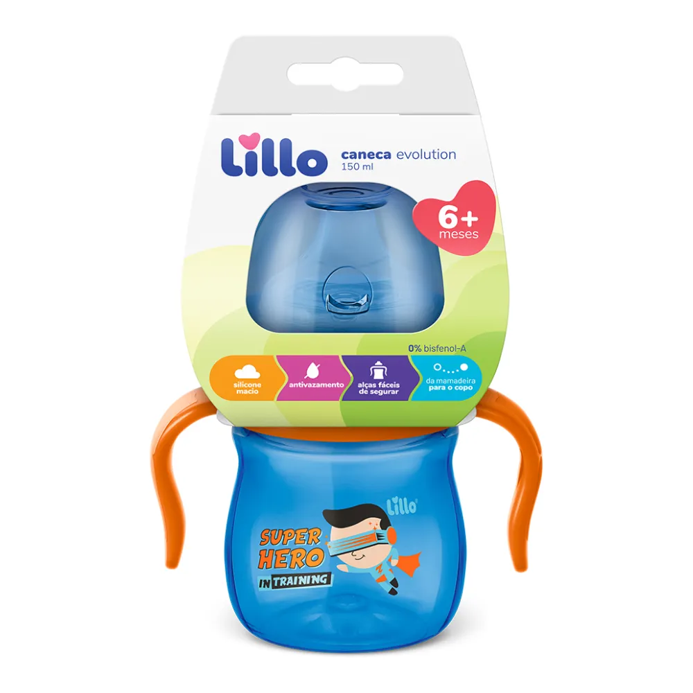 Caneca de Aprendizado Lillo Evolution Antivazamento com Alça Azul 150ml 1 Unidades
