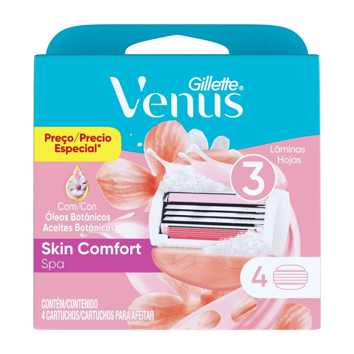 Carga para Aparelho de Depilação Gillette Venus Skin Comfort SPA 4 Unidades