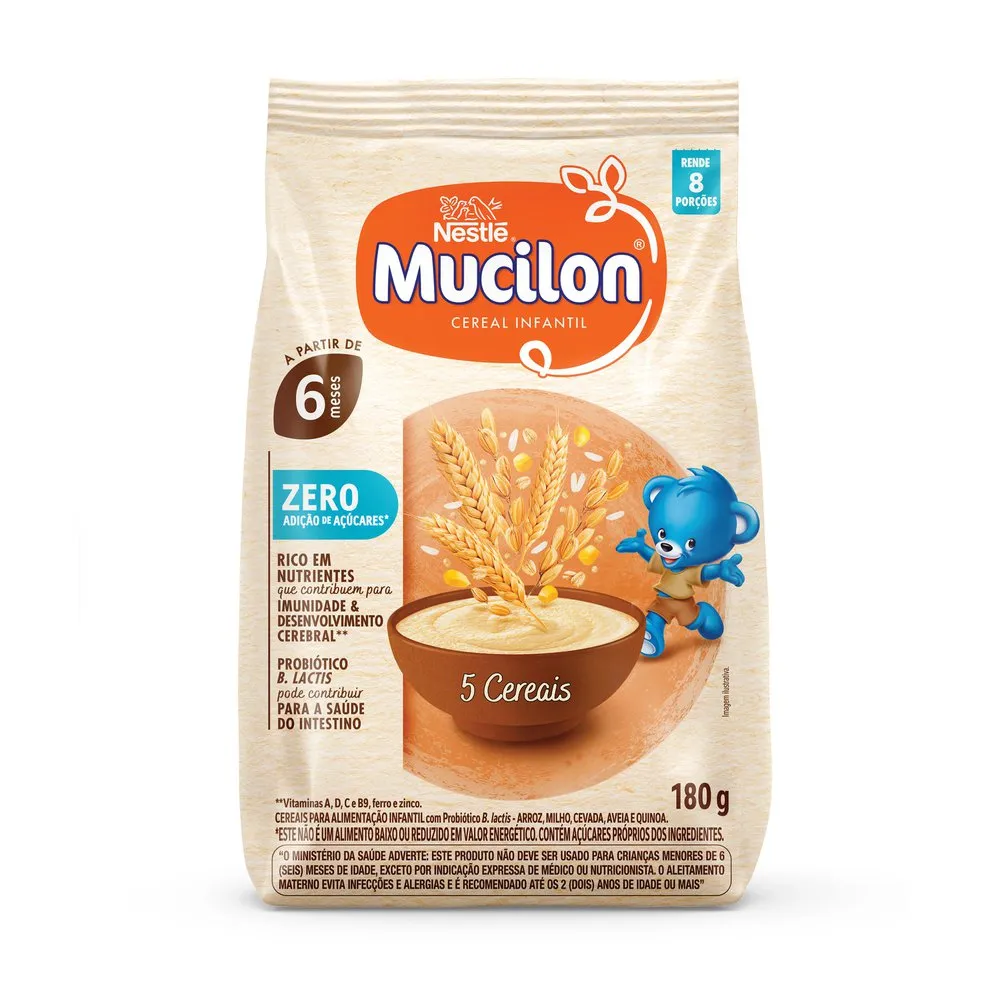 Cereal Infantil Mucilon 5 Cereais +6 meses Sem Adição de Açúcares 180g