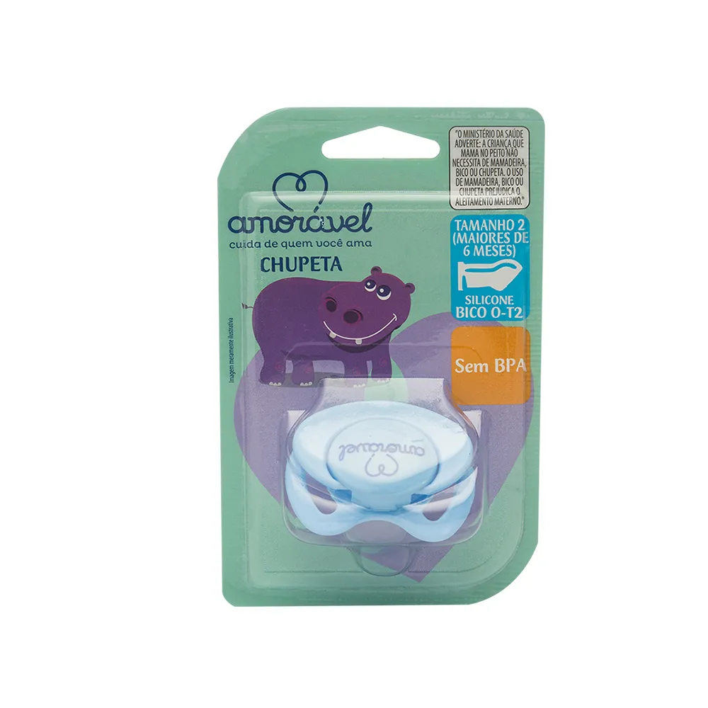 Chupeta Amorável Silicone Ortodôntico Azul A Partir De 6 Meses
