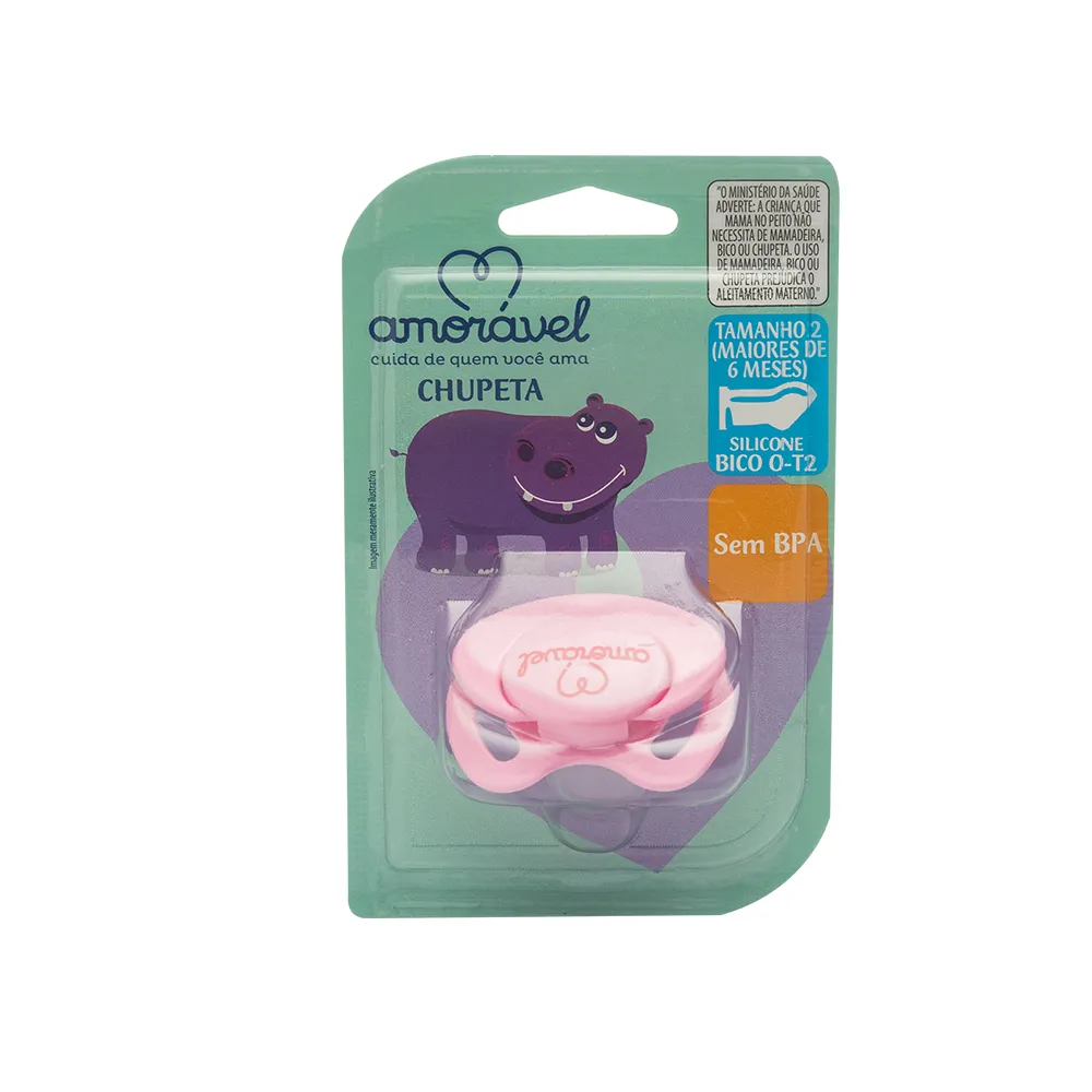 Chupeta Amorável Silicone Ortodôntico Rosa A Partir De 6 Meses