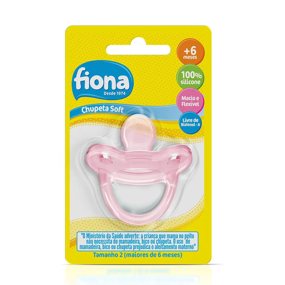 Chupeta Fiona Soft Anatômica +6 meses Silicone Rosa Tamanho 2 1 Unidades