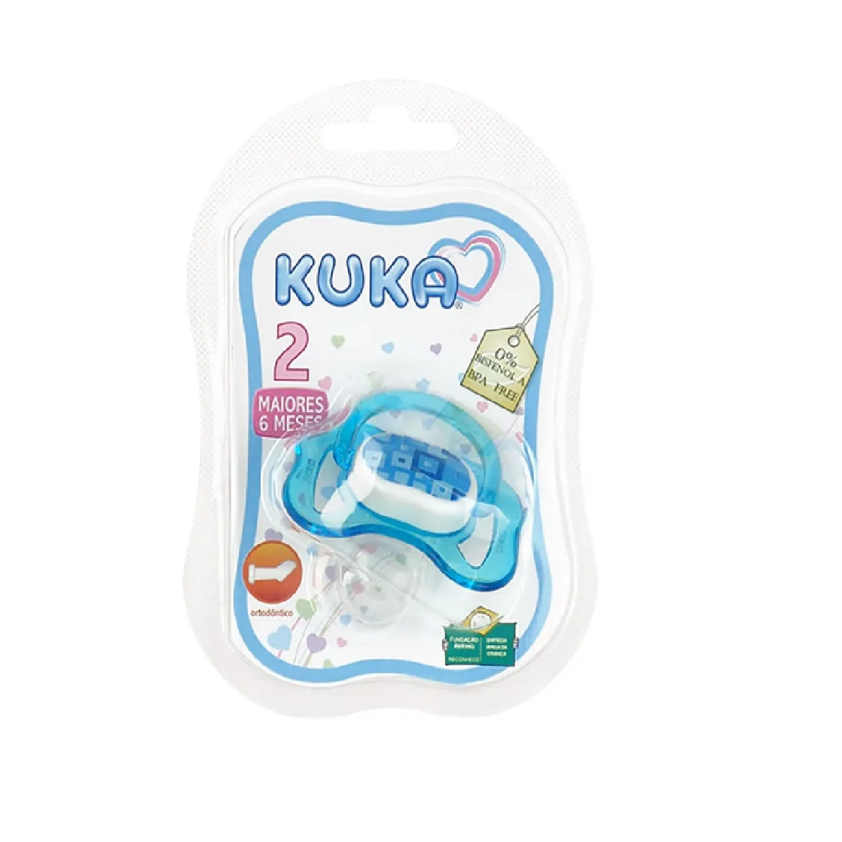 Chupeta Kuka Color Ortodôntica Tamanho 2 Decorada Azul