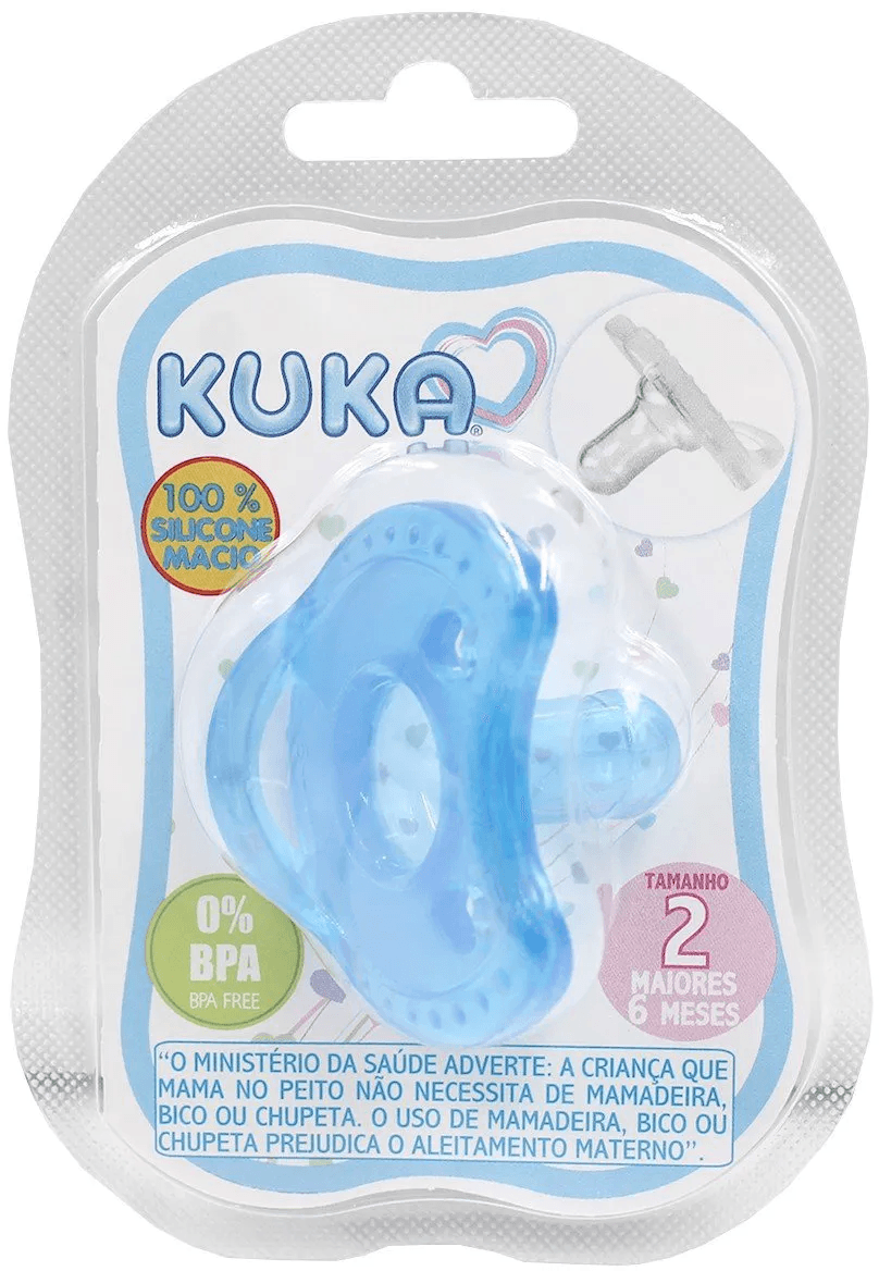 Chupeta Kuka Soft Comfort Bico Redondo +6 meses Silicone Azul Tamanho 2 1 Unidade