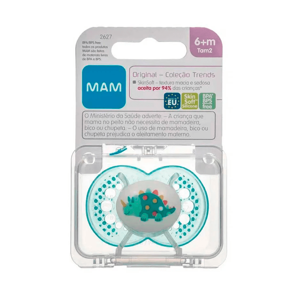 Chupeta MAM Original Trends +6 meses SkinSoft Silicone Azul 1 Unidade