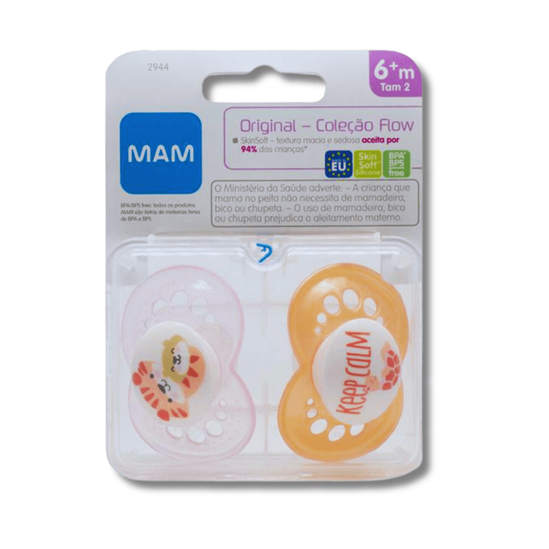 Chupeta Mam Sayings 6+ Meses Rosa E Laranja Com 2 Unidades