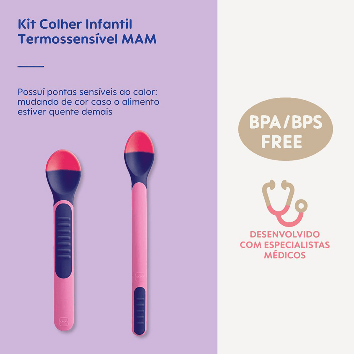 Colher Infantil MAM Termossensível Rosa 2 Unidades + Estojo — foto 7