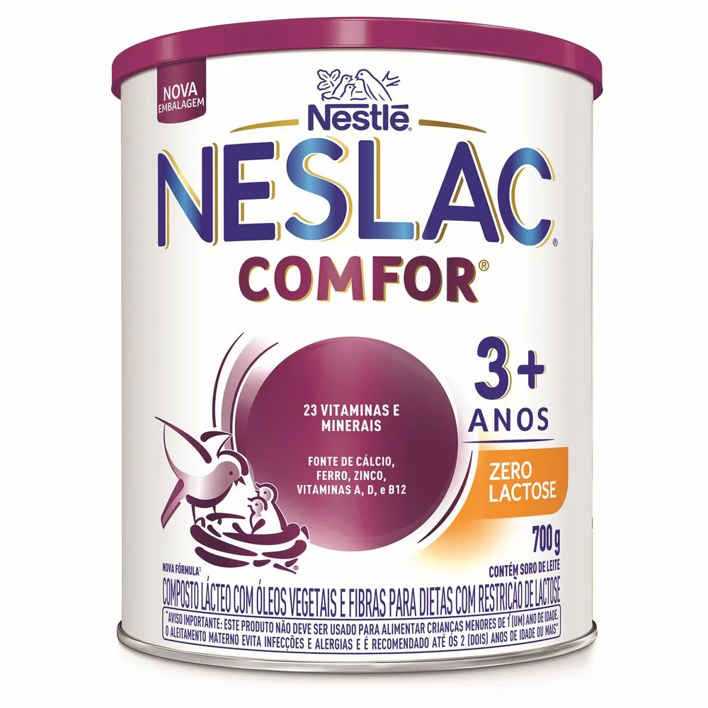 Composto Lácteo Infantil Neslac Comfor de 3 a 5 anos Zero Lactose 700g