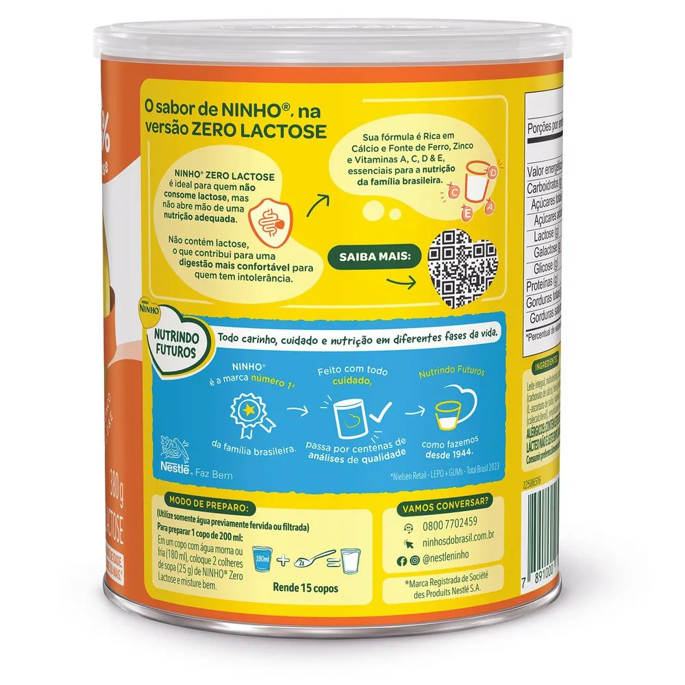 Composto lacteo Ninho Forti+ zero Lactose 380g — foto 2