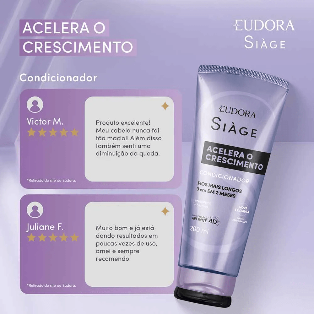 Condicionador Eudora Siàge Acelera o Crescimento 200ml — foto 5