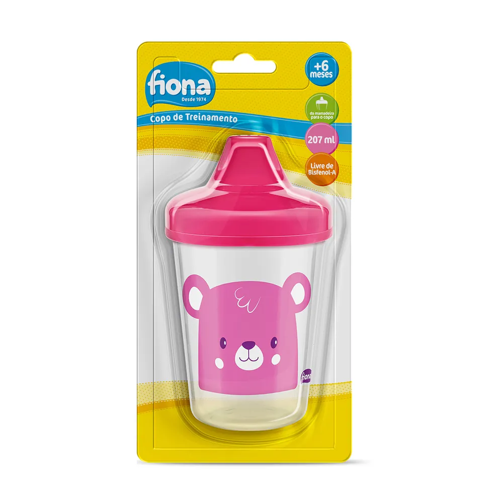Copo de Transição Fiona Desenhos +6 meses Antivazamento Rosa 207ml 1 Unidades