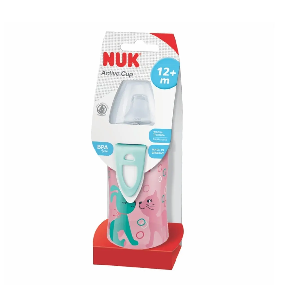 Copo de Transição NUK Active Cup +12 meses Antivazamento Rosa 300ml 1 Unidade