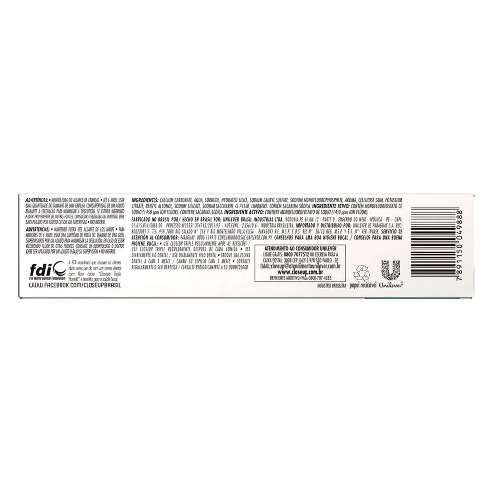 Creme Dental Closeup Tripla Proteção Sabor Hortelã 70g — foto 3