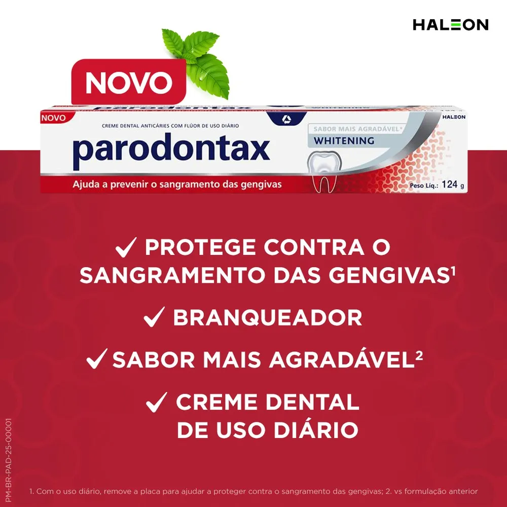 Creme Dental Parodontax Prevenção do Sangramento das Gengivas Whitening 124g — foto 2