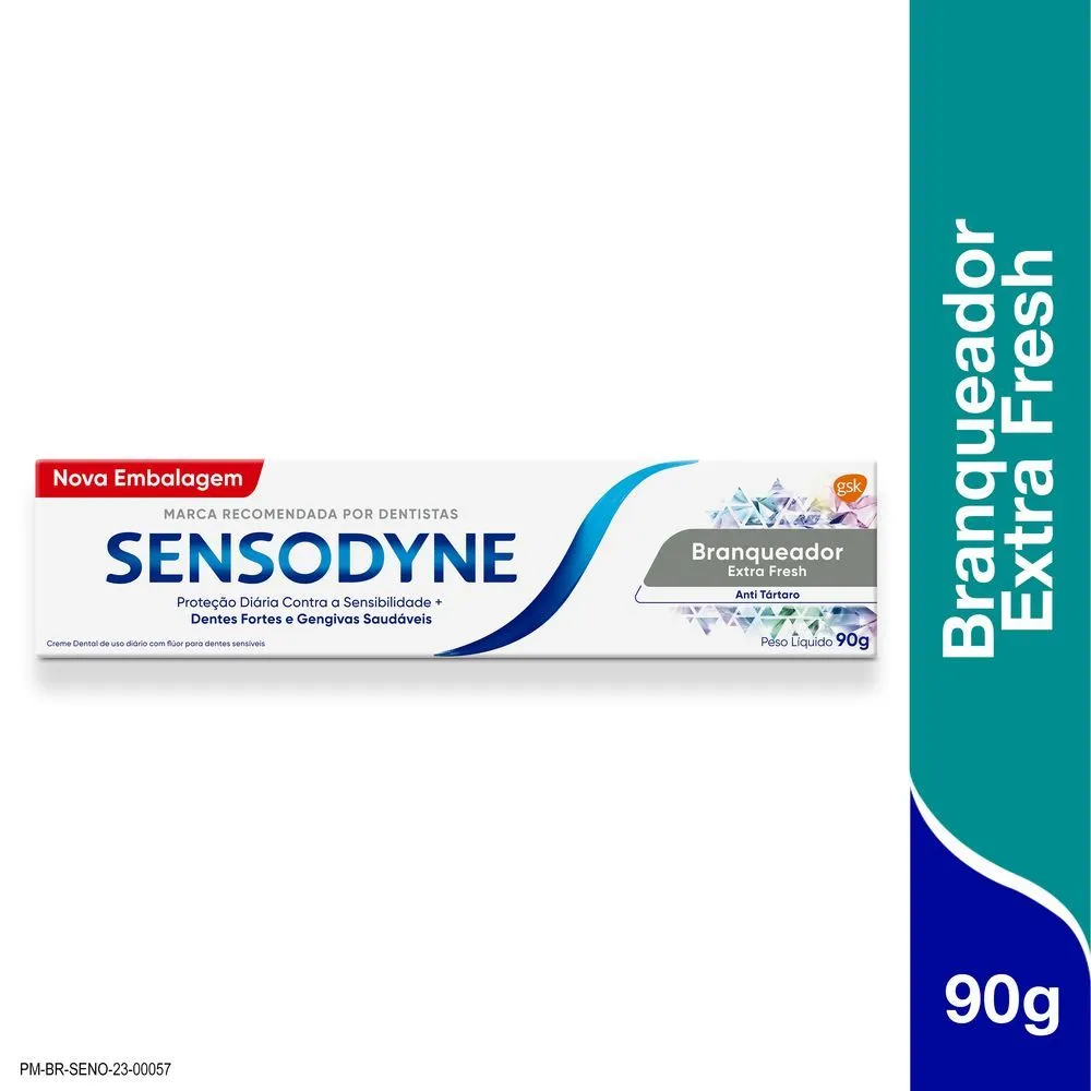 Creme Dental Sensodyne Branqueador Extra Fresh Anti Tártaro para Dentes Sensíveis 90g