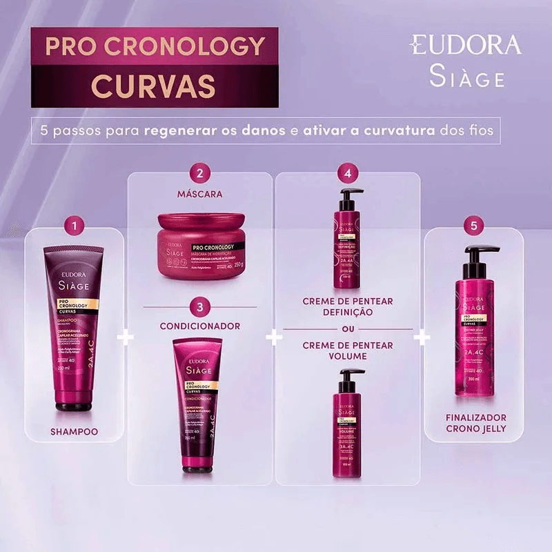 Creme Para Pentear Eudora Siàge Pro Cronology Curvas Volume 300ml — foto 6
