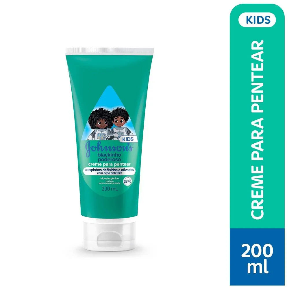 Creme para Pentear Infantil Johnson's Baby Blackinho Poderoso Cabelos Crespos 200ml