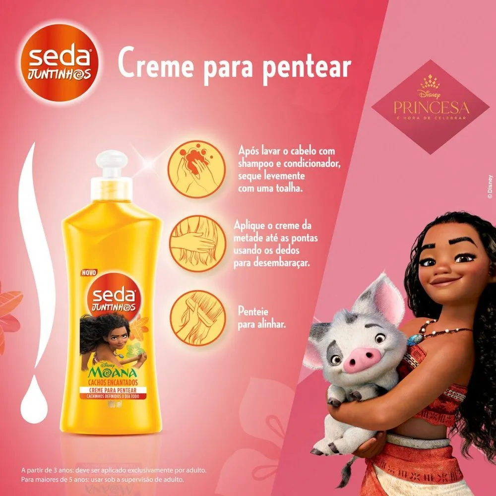 Creme para Pentear Infantil Seda Juntinhos Moana Cachos Encantados 300ml — foto 6