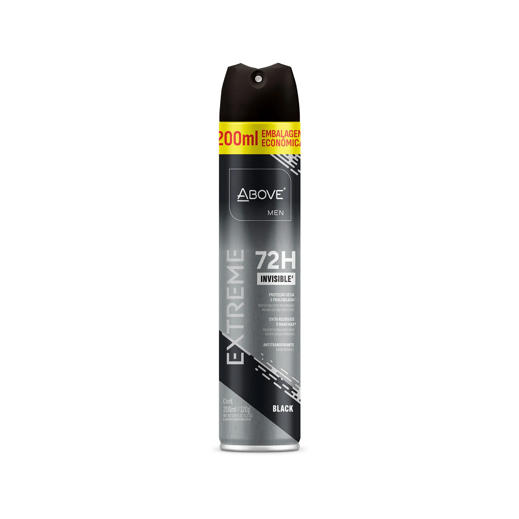 Desodorante Antitranspirante Above Men Extreme Black Invisible 72h Aerossol 200ml