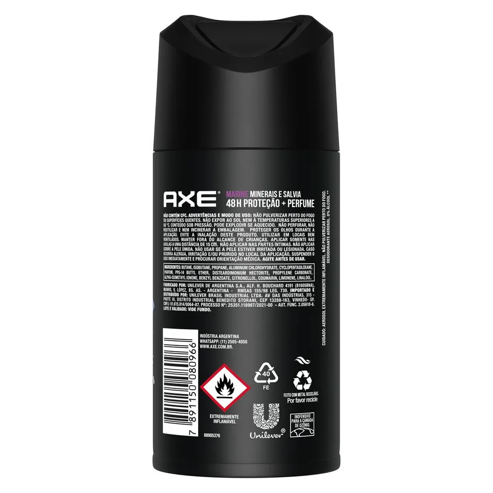 Desodorante Antitranspirante Axe Marine Minerais e Sálvia 48h Aerossol 152ml — foto 3