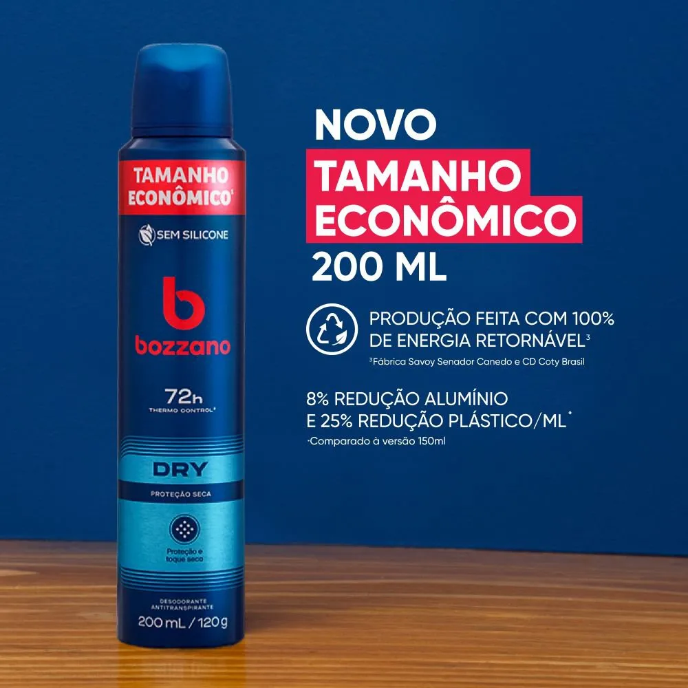 Desodorante Antitranspirante Bozzano Aerossol Masculino Dry 200ml — foto 3