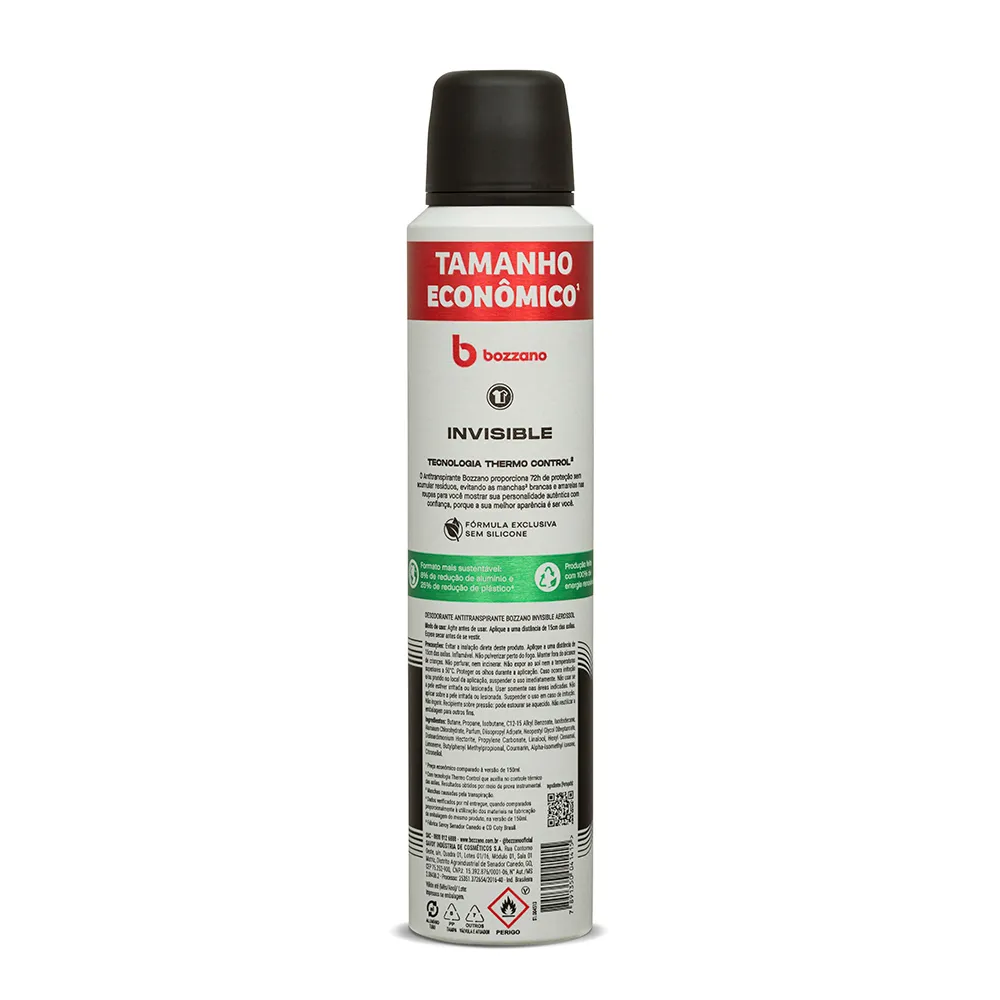 Desodorante Antitranspirante Bozzano Invisible 72h Aerossol 200ml — foto 2