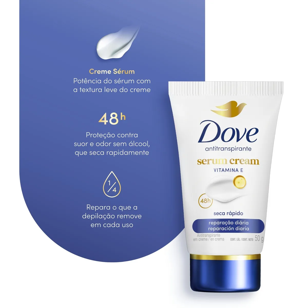 Desodorante Antitranspirante Dove Reparação Diária 48h Creme Sérum 50g — foto 6