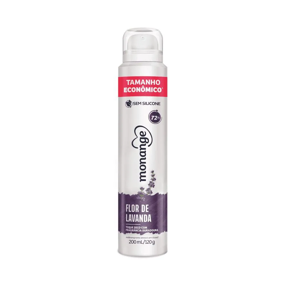 Desodorante Antitranspirante Feminino Monange Aerossol Flor De Lavanda Toque Seco 72h 200ml