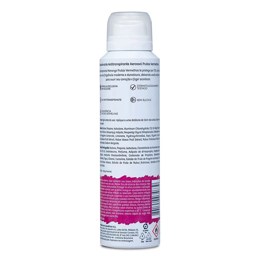 Desodorante Antitranspirante Monange Frutas Vermelhas 72h Aerossol 150ml — foto 5