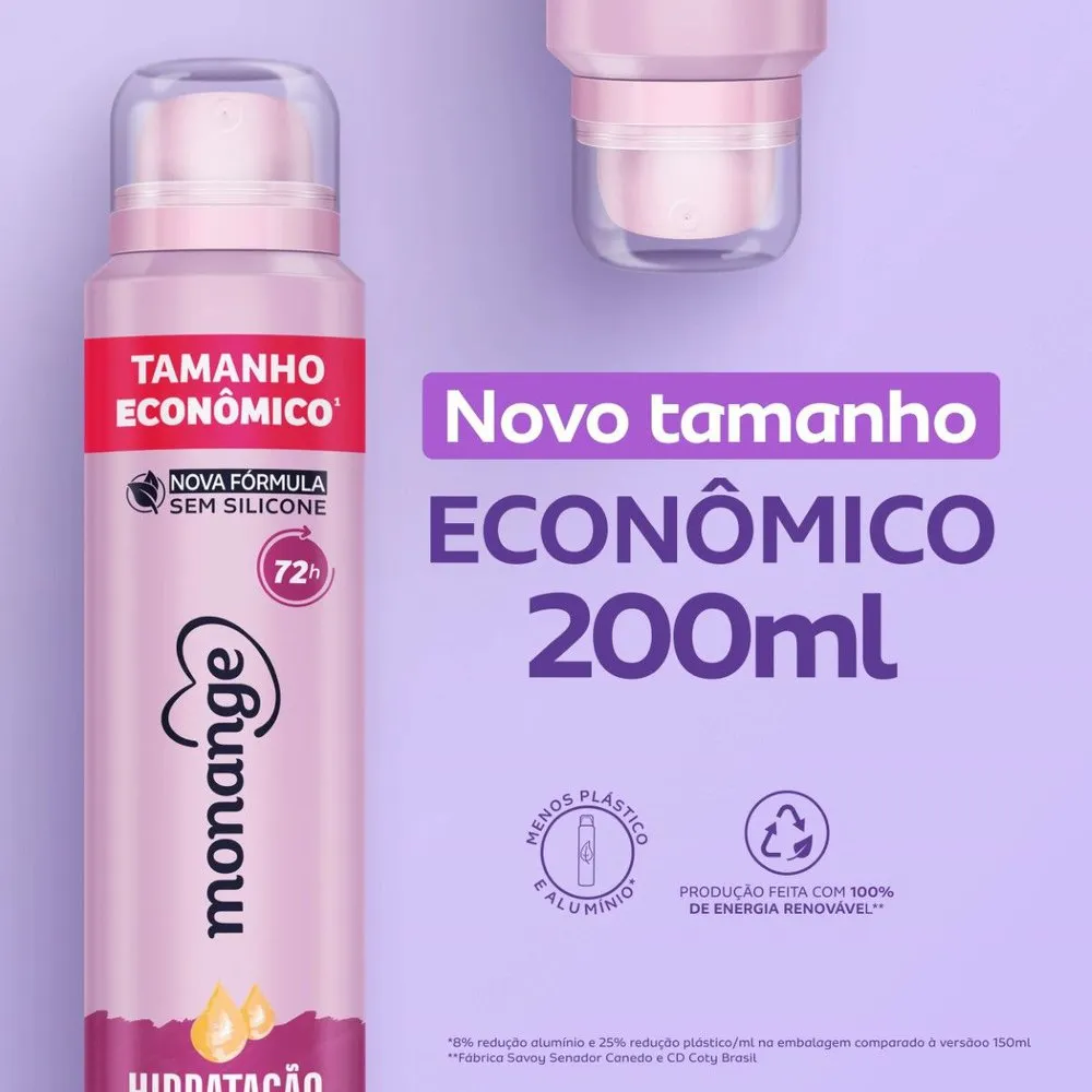Desodorante Antitranspirante Monange Hidratação Intensiva 72h Aerossol 200ml — foto 3