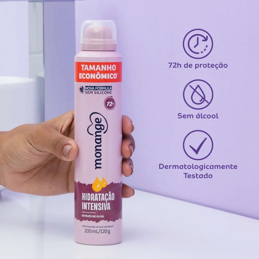 Desodorante Antitranspirante Monange Hidratação Intensiva 72h Aerossol 200ml — foto 2