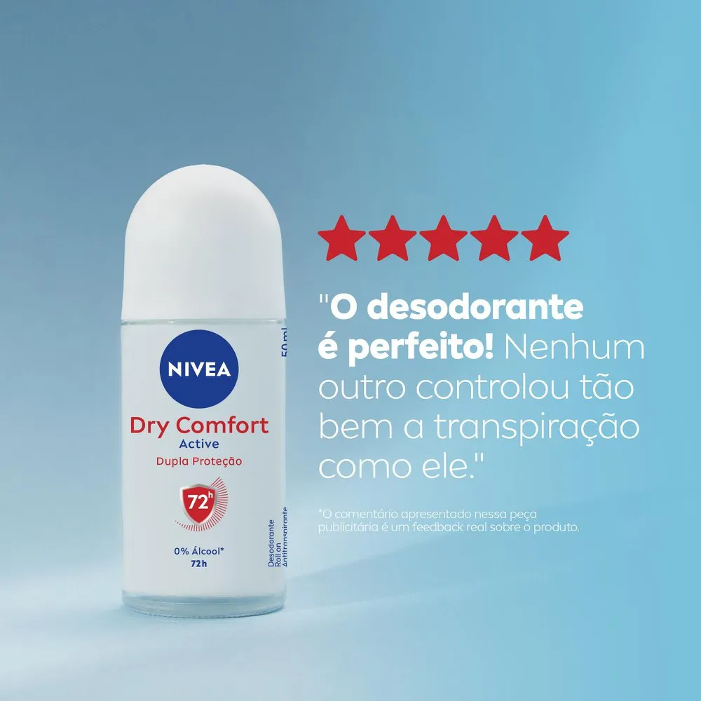 Desodorante Antitranspirante Nivea Dry Comfort Active 72h Roll-On 50ml — foto 6