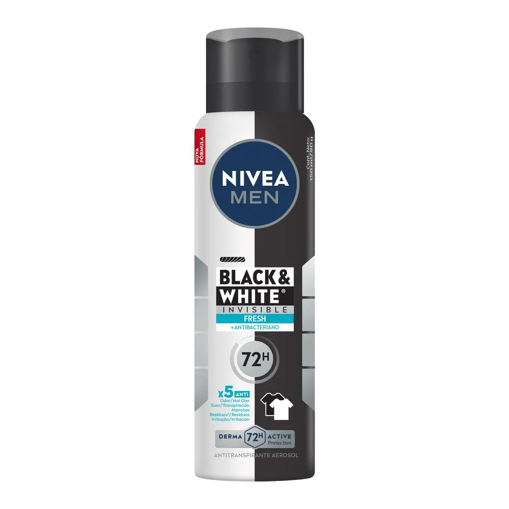 Desodorante Antitranspirante Nivea Men Black & White Invisible Fresh 72h Aerossol 150ml