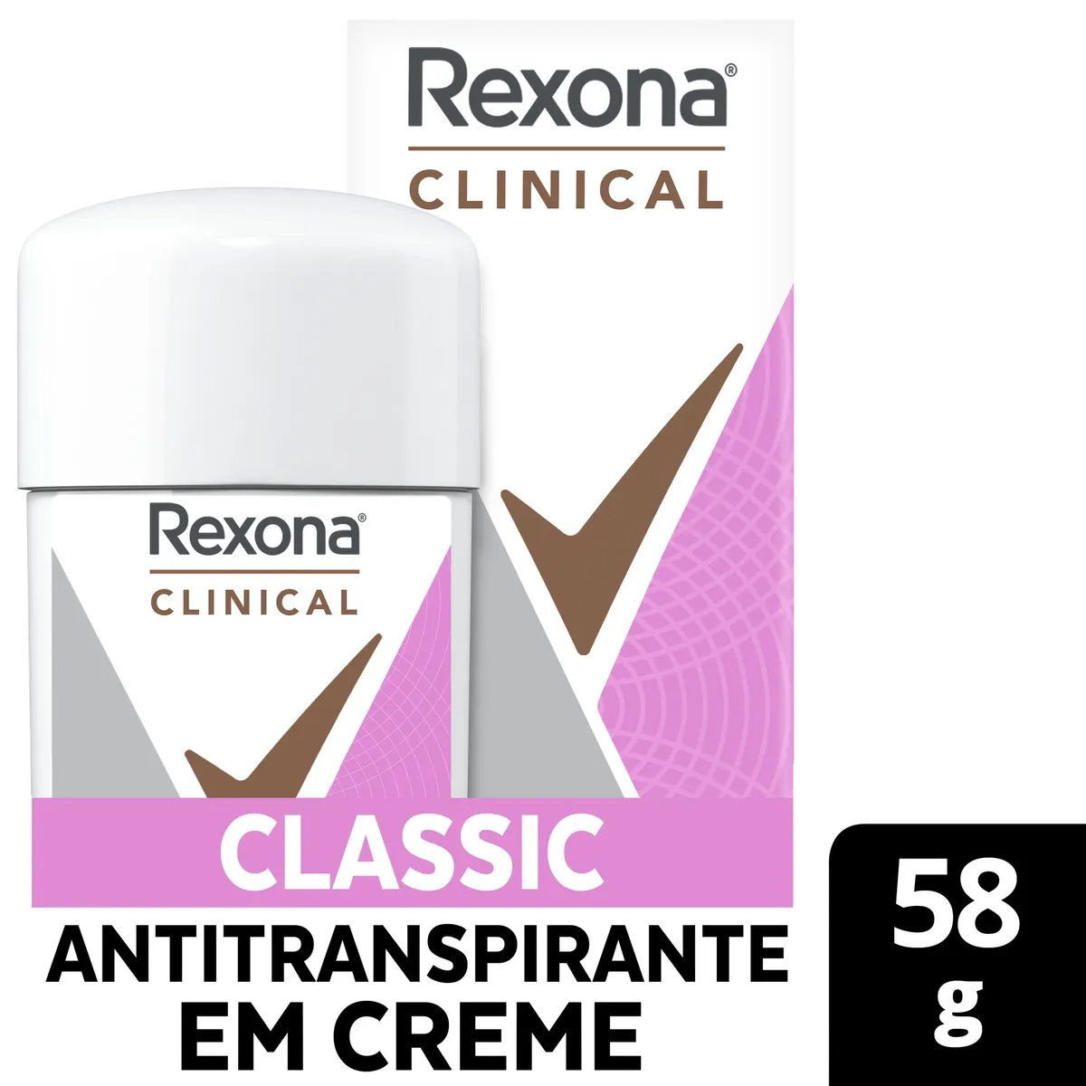 Desodorante Antitranspirante Rexona Clinical Classic 96h Creme 58g