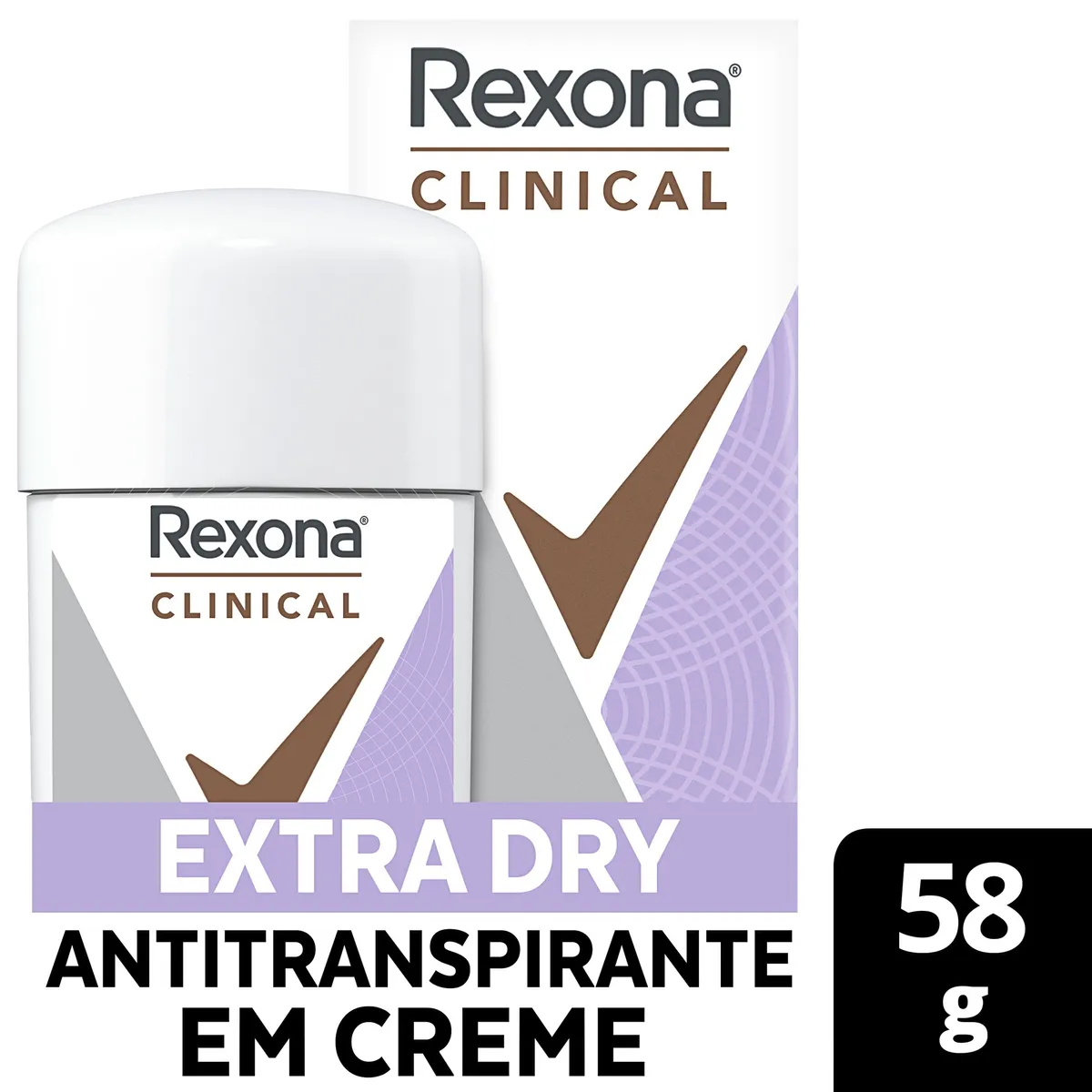Desodorante Antitranspirante Rexona Clinical Extra Dry 96h Creme 58g