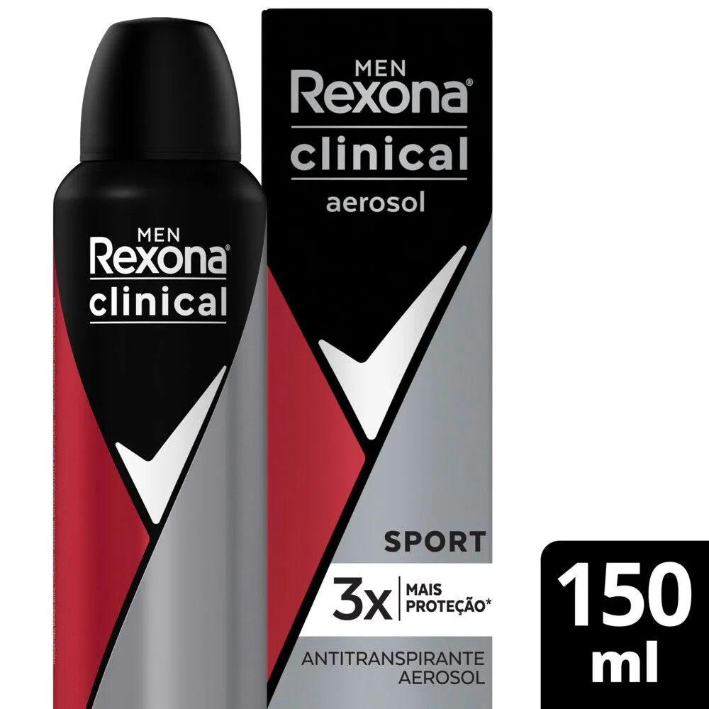 Desodorante Antitranspirante Rexona Clinical Sport 96h Aerossol 150ml