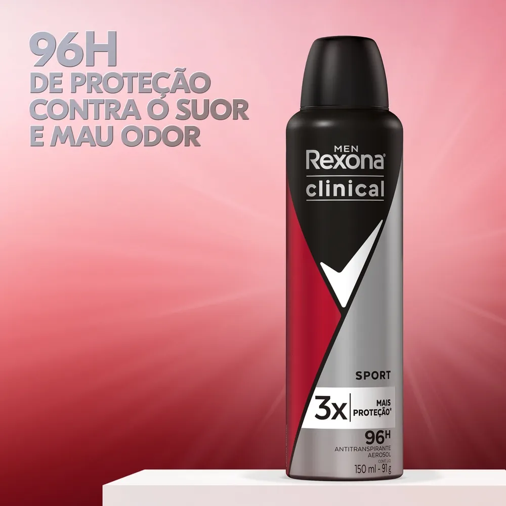 Desodorante Antitranspirante Rexona Clinical Sport 96h Aerossol 150ml — foto 6