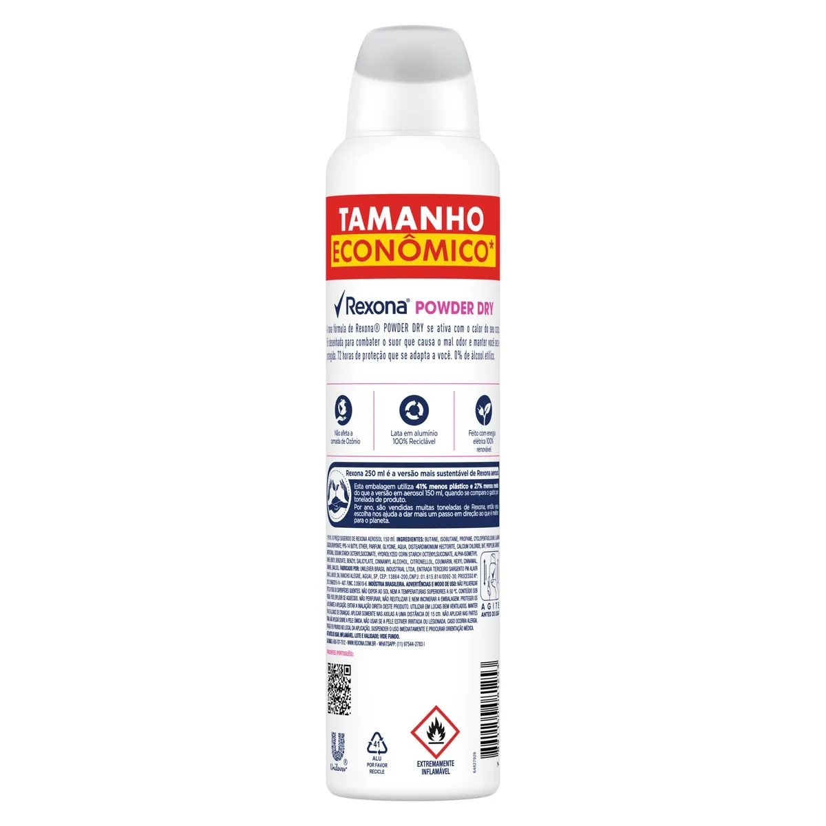 Desodorante Antitranspirante Rexona Powder Dry 72h Aerossol 250ml — foto 3